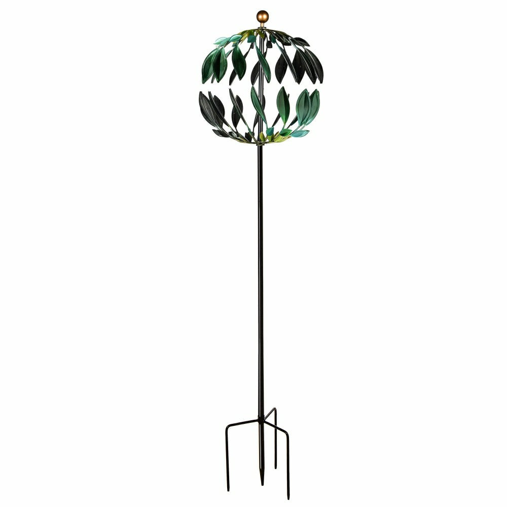 Plow & Hearth Metal Wind Spinner, Blue Butterfly & Flowers, 74"H