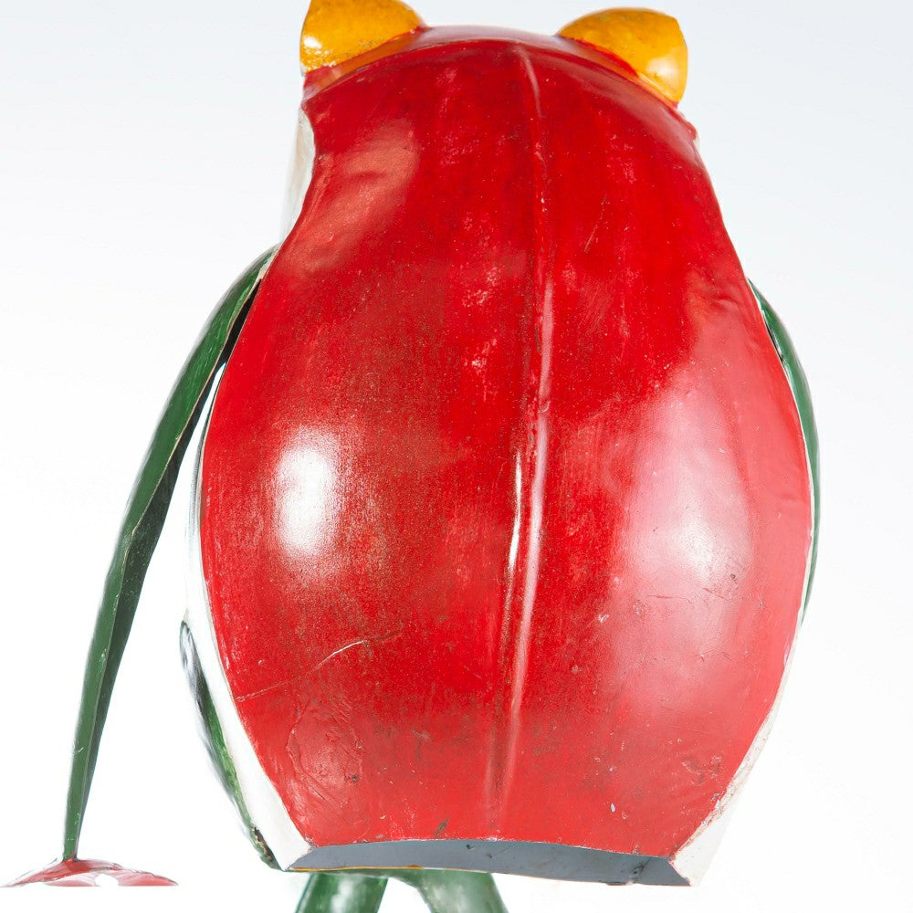 Plow & Hearth Sitting Frog with Coffee Cup Metal Garden Statue