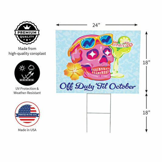 Plow & Hearth Summerween Off Duty Yard Sign, 24"x18"