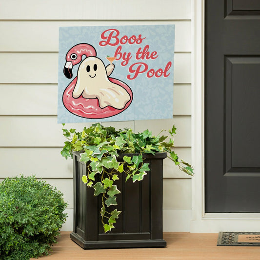 Plow & Hearth Summerween Boos by the Pool Yard Sign, 24"x18"