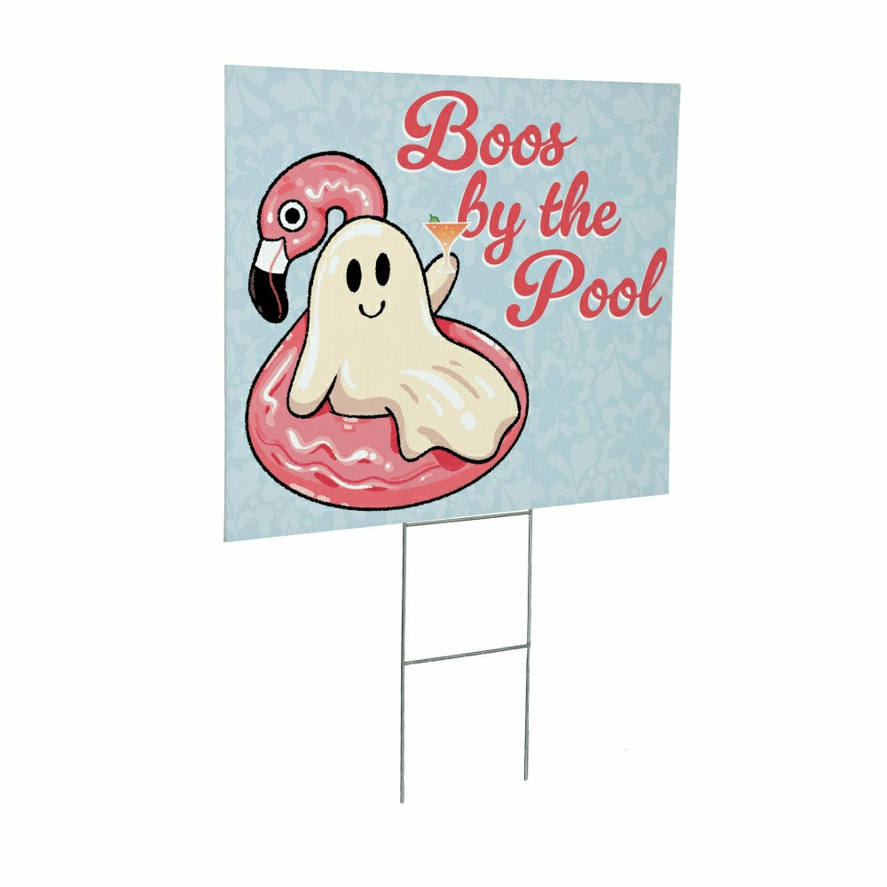 Plow & Hearth Summerween Boos by the Pool Yard Sign, 24"x18"