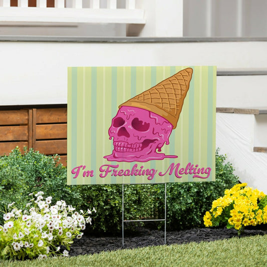 Plow & Hearth Summerween I'm Freakin' Melting Yard Sign, 24"x18"