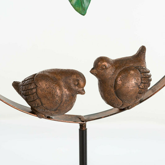 Plow & Hearth Two Faux Stone Birds in Metal Hoop Decorative Garden Stake