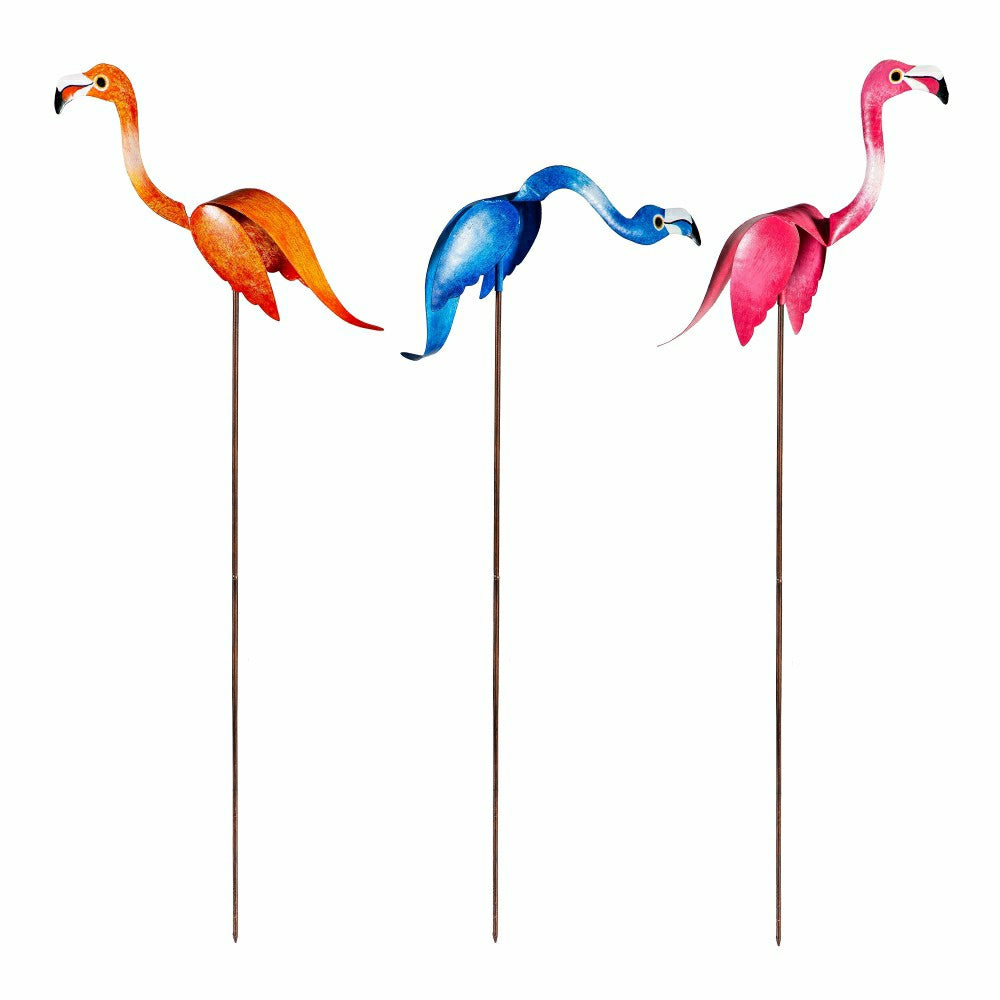 Plow & Hearth Metal Flamingo Balancer Stake, Blue