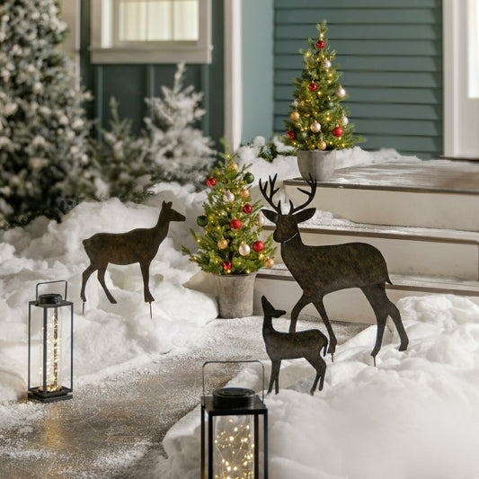 Plow & Hearth Set of 3 Deer Stakes