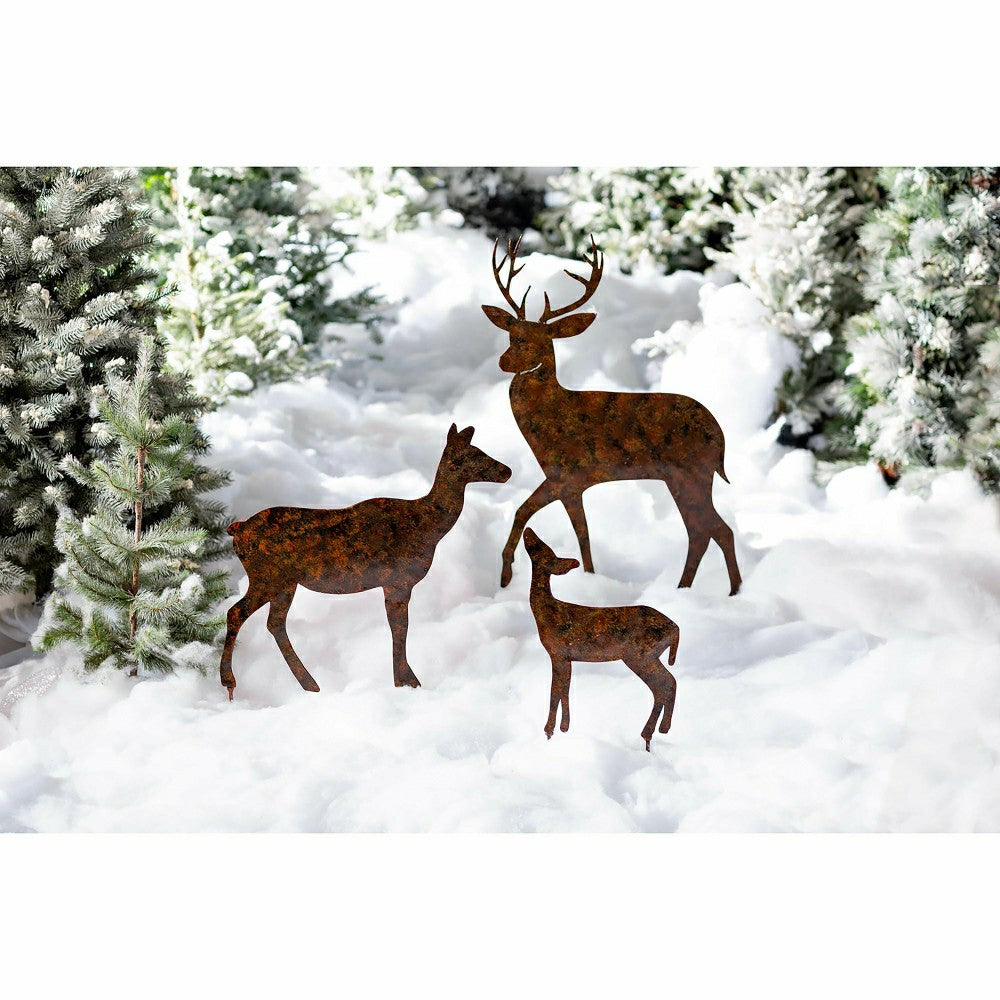 Plow & Hearth Set of 3 Deer Stakes