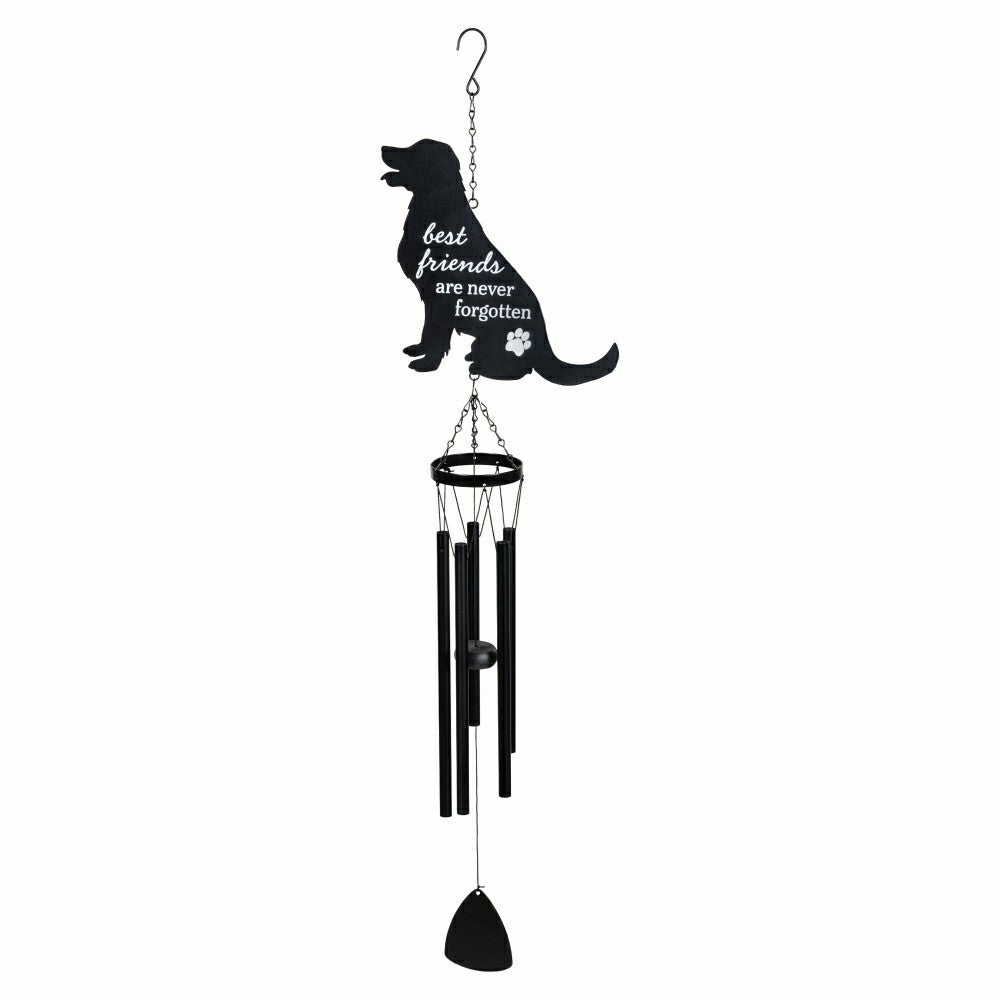Plow & Hearth Memorial Decorative Wind Chime, Metal, Lasercut Dog