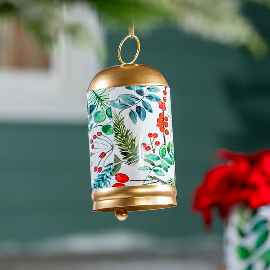 Plow & Hearth Festive Foliage Printed Garden Bell, 10" H