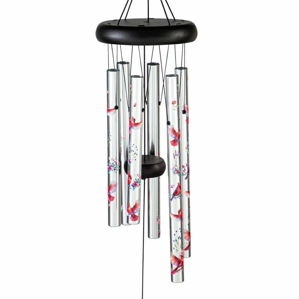 Plow & Hearth Avria Wind Chime, Hand Tuned Wind Chime, Cardinals, 27" H