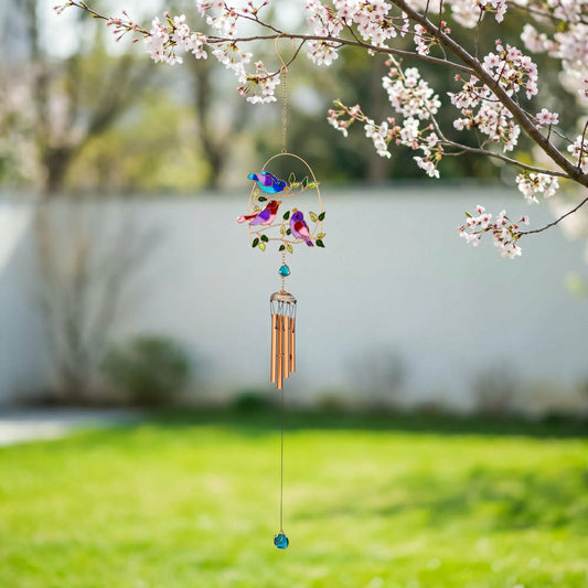 Plow & Hearth Cottage Garden Decorative Wind Chime, Birds on Branches