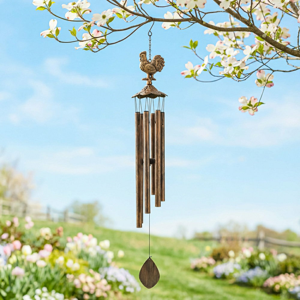 Plow & Hearth Hillside Pasture Wind Chime, Metal, Rooster