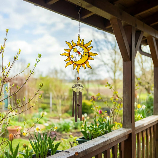 Plow & Hearth Decorative Wind Chime, Metal, Sun
