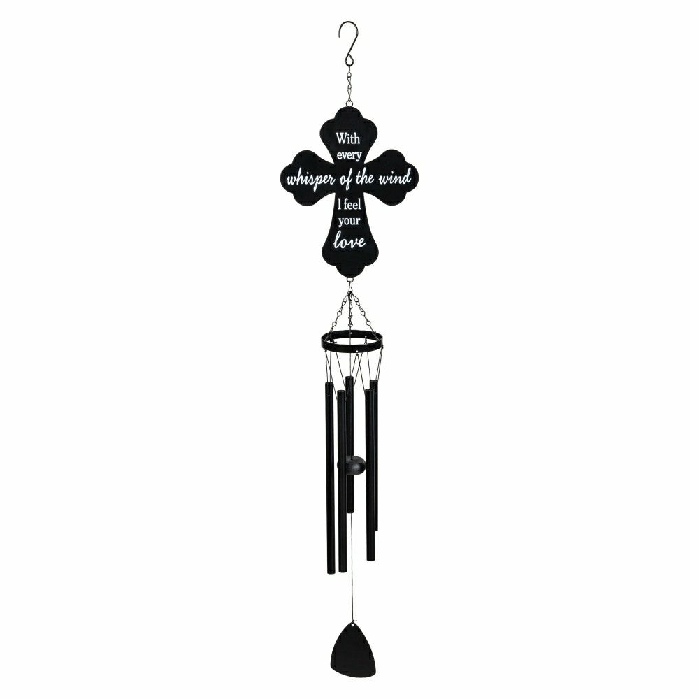 Plow & Hearth Memorial Decorative WInd Chime, Metal Lasercut, Cross