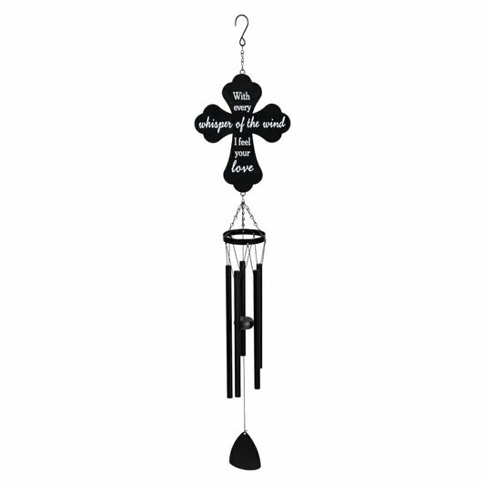 Plow & Hearth Memorial Decorative WInd Chime, Metal Lasercut, Cross