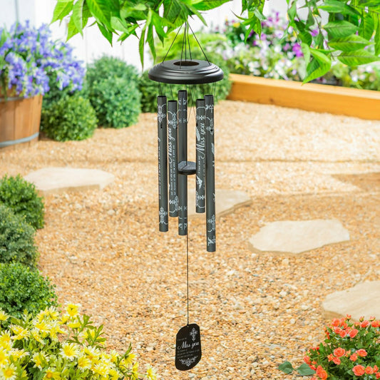 Plow & Hearth Avria Hand-Tuned Wind Chime, Metal, "Miss You", 42"