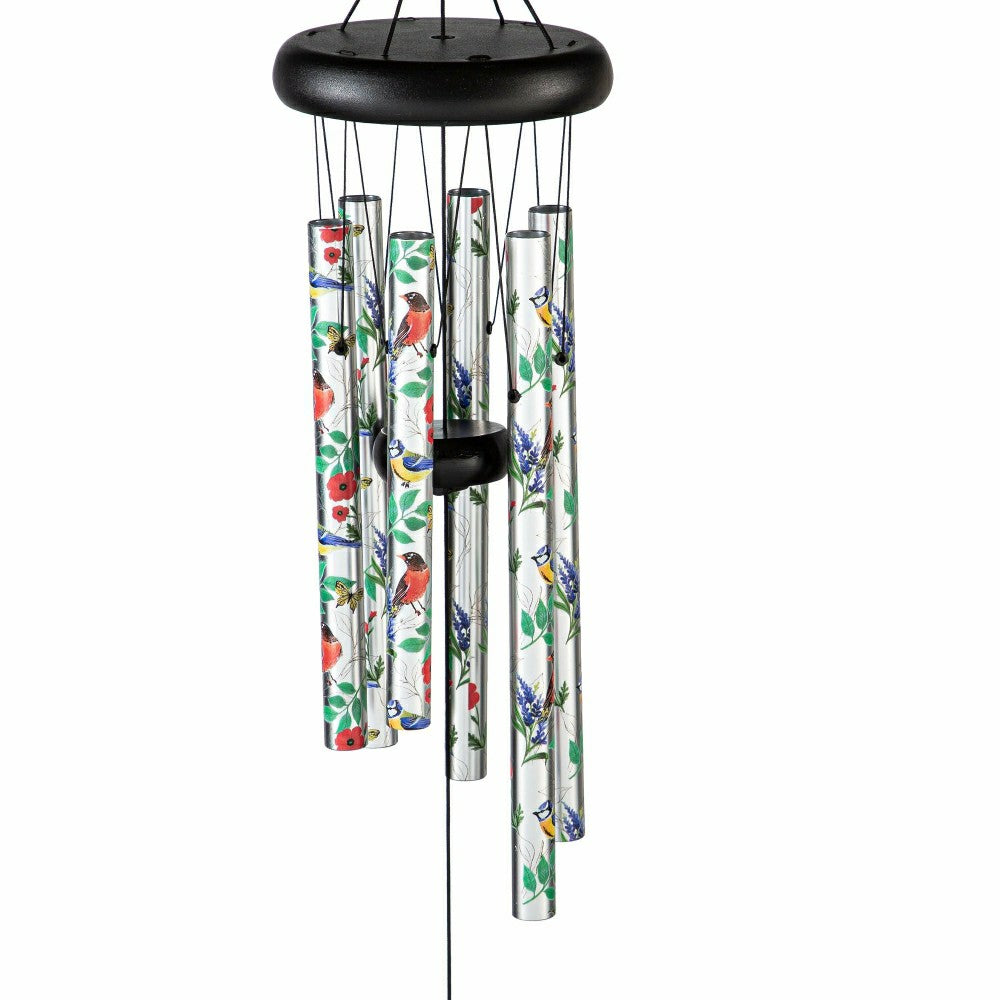 Plow & Hearth Avria Wind Chime, Printed Wind Chime, Songbirds, 27" H