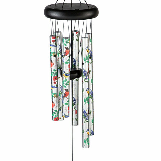 Plow & Hearth Avria Wind Chime, Printed Wind Chime, Songbirds, 27" H
