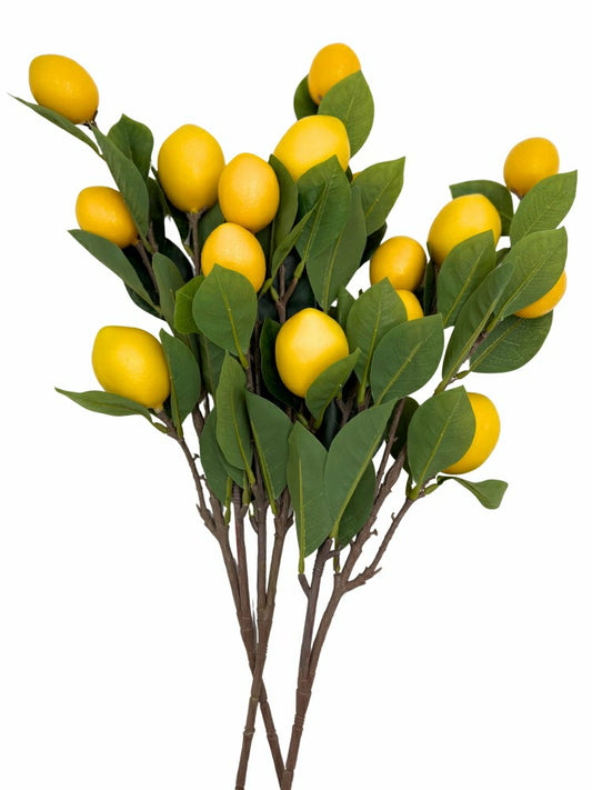 Plow & Hearth Artificial Lemon Stems - Bundle of 3