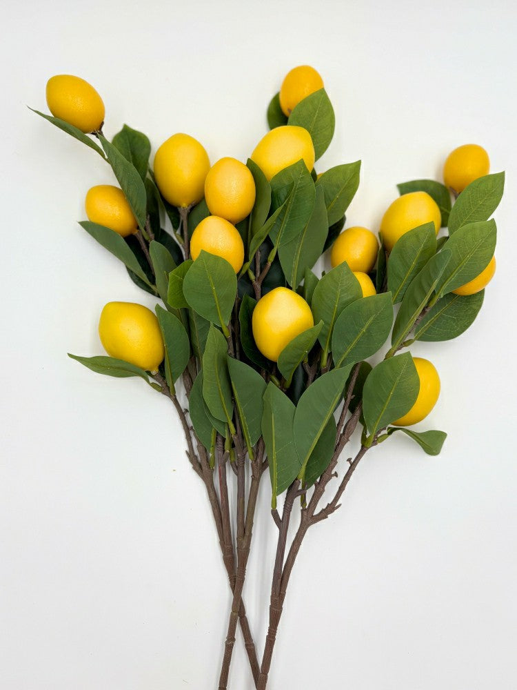 Plow & Hearth Artificial Lemon Stems - Bundle of 3