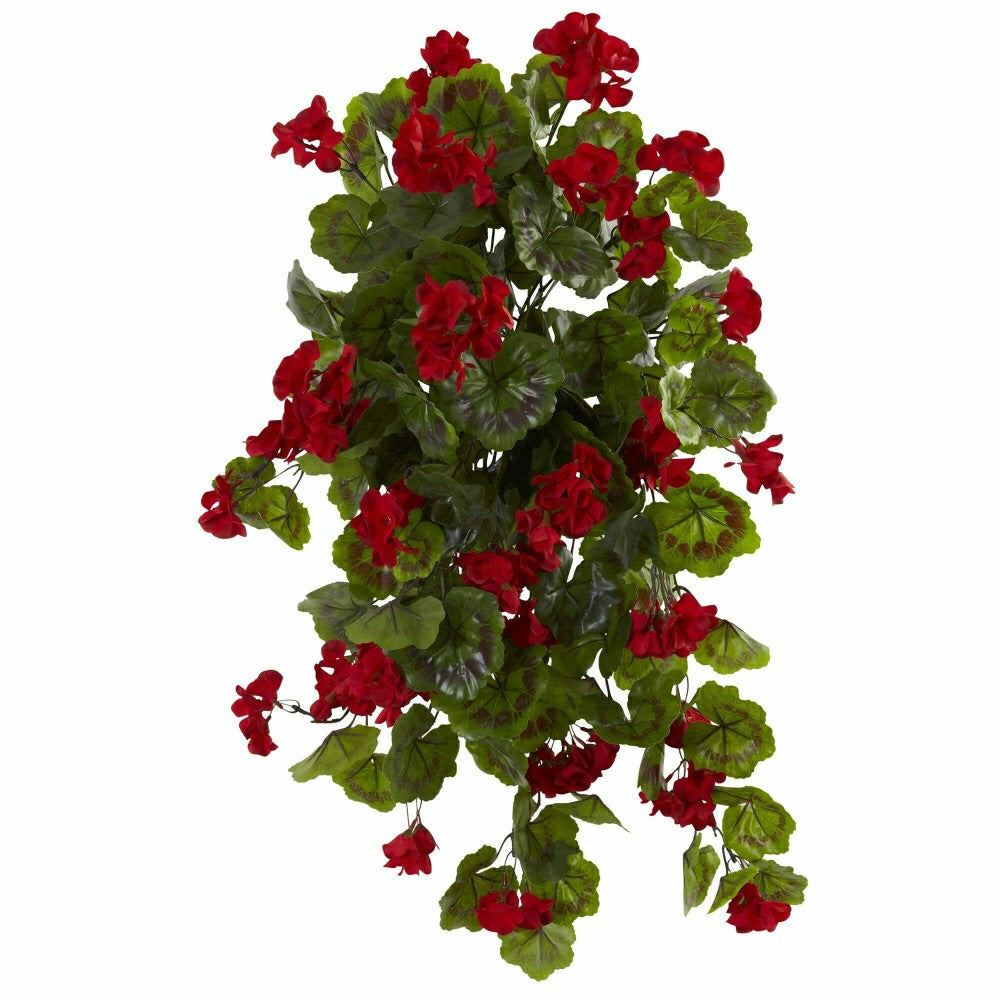 Plow & Hearth 29” Geranium Artificial Hanging Plant - Set of 2