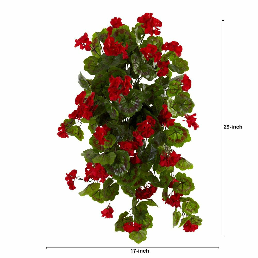 Plow & Hearth 29” Geranium Artificial Hanging Plant - Set of 2