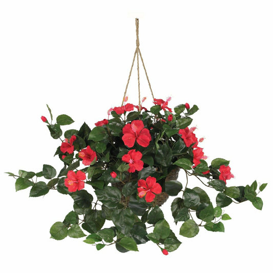 Plow & Hearth Artificial Hibiscus Hanging Basket