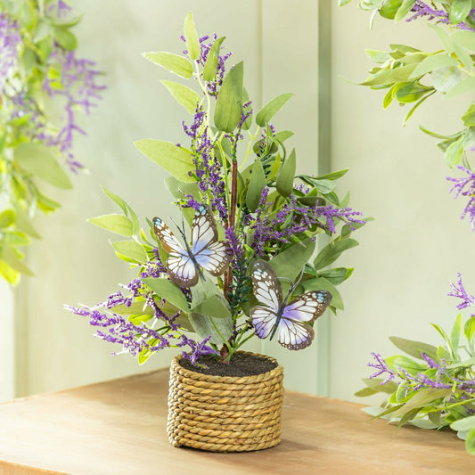 Plow & Hearth Cottage Garden Faux Floral Table Decor Artificial Lavender with Butter