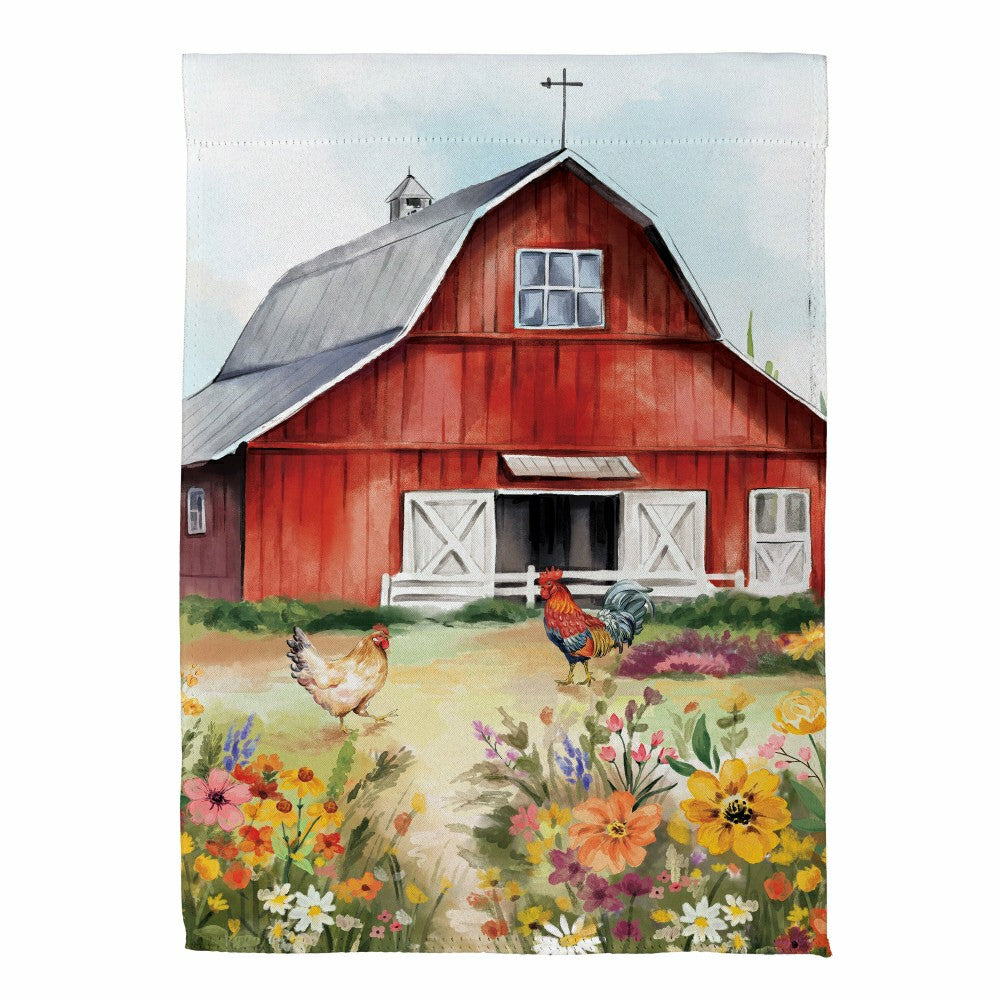 Plow & Hearth Hillside Pasture Barn Suede Garden Flag