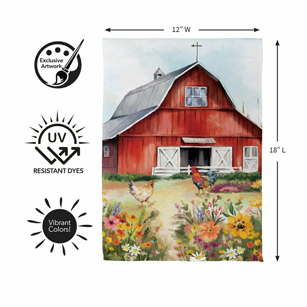 Plow & Hearth Hillside Pasture Barn Suede Garden Flag