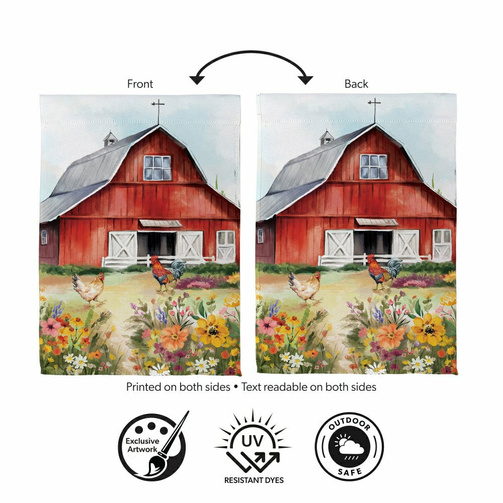 Plow & Hearth Hillside Pasture Barn Suede Garden Flag