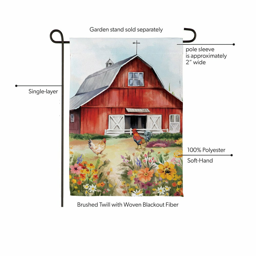 Plow & Hearth Hillside Pasture Barn Suede Garden Flag
