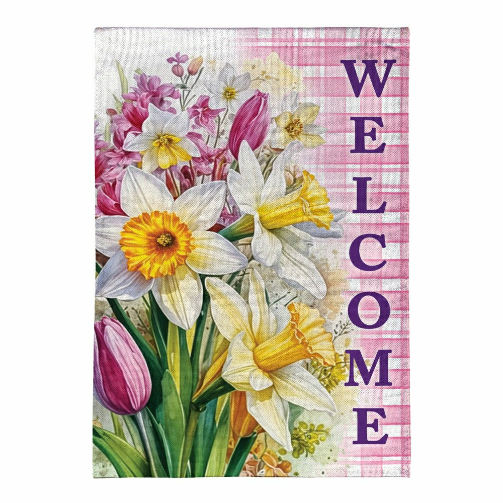 Plow & Hearth Blooming Buttercups Burlap Garden Flag