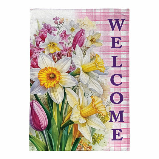 Plow & Hearth Blooming Buttercups Burlap Garden Flag