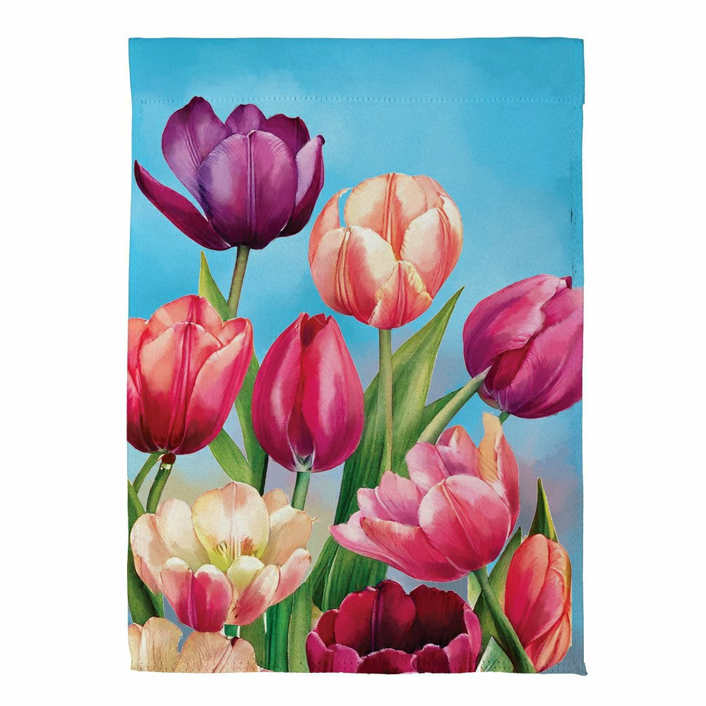 Plow & Hearth Tulip Palooza Suede Garden Flag