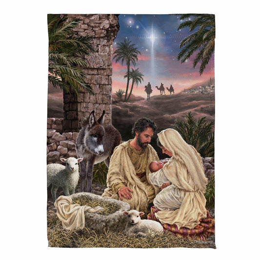 Plow & Hearth Brilliant Nativity Suede House Flag