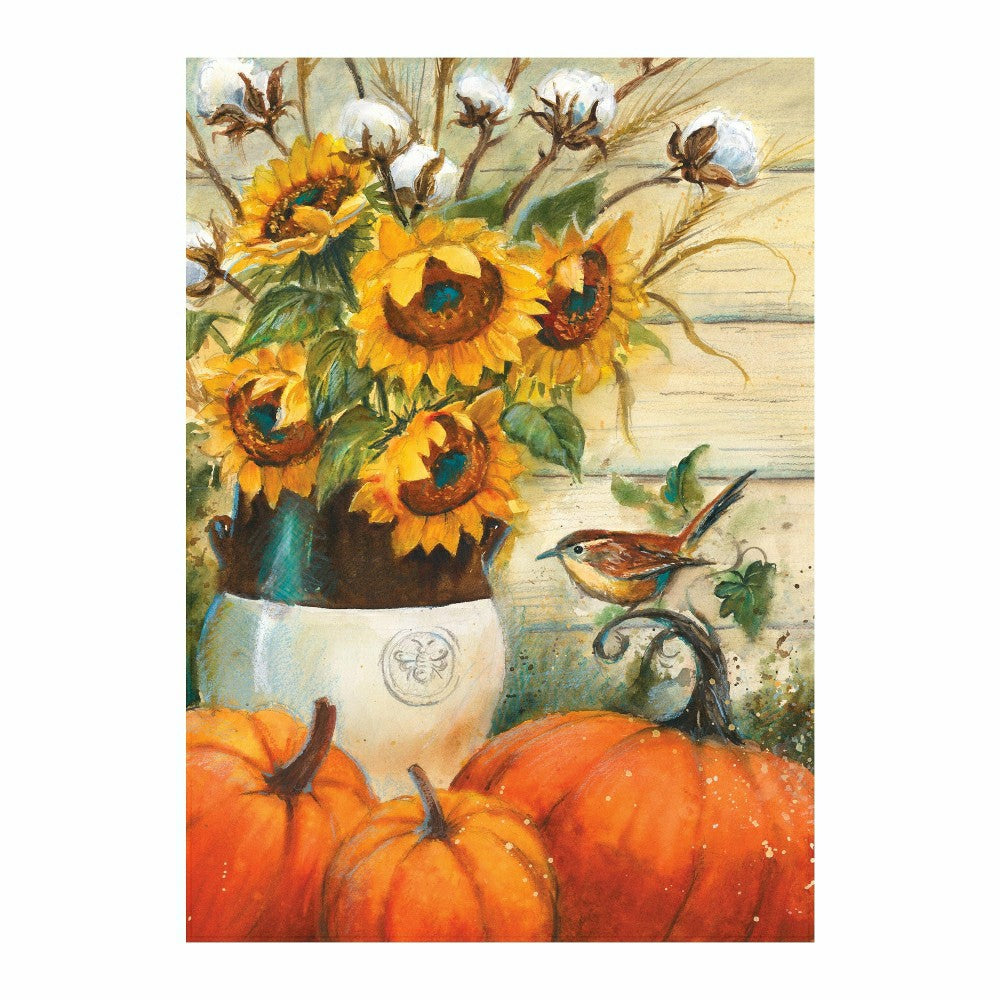 Plow & Hearth Cotton & Sunflowers Suede House Flag