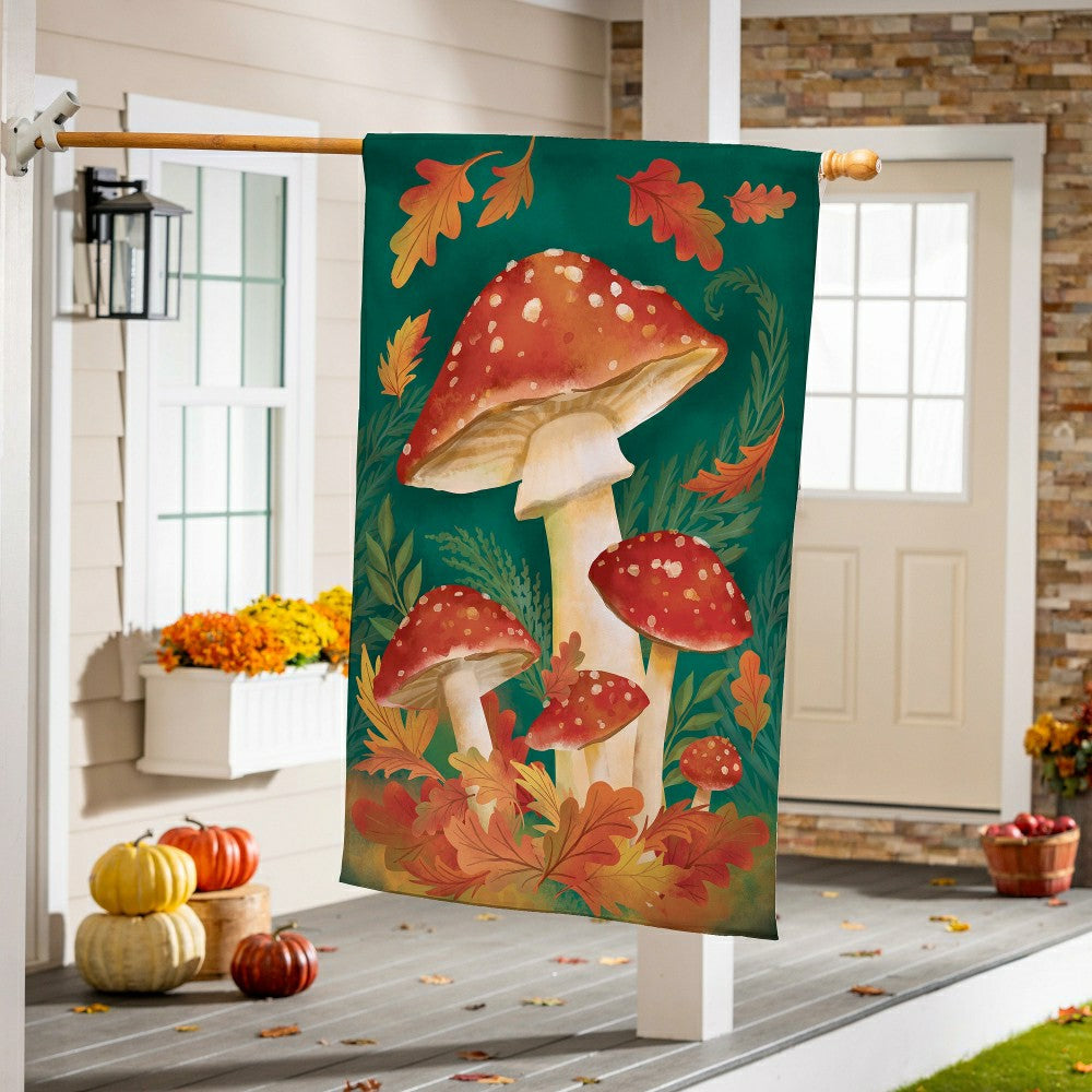 Plow & Hearth Fungi For Fall Suede House Flag