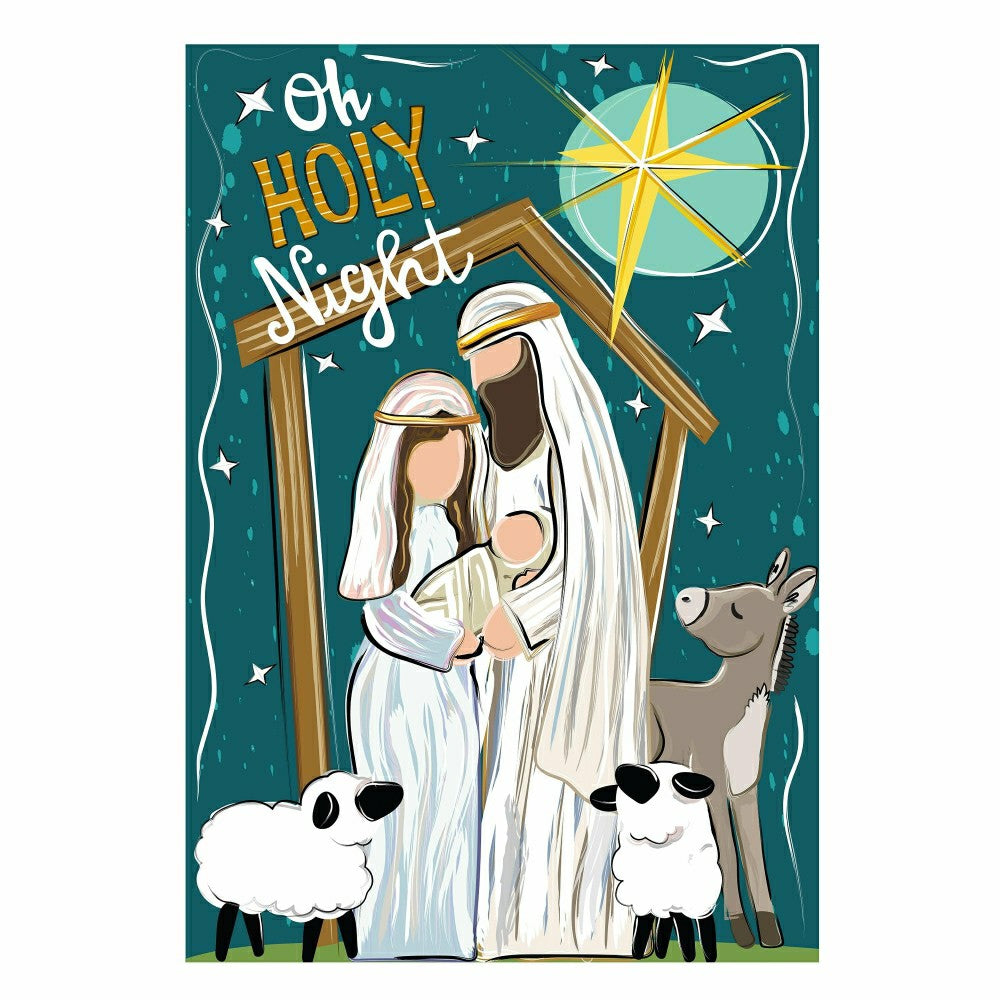 Plow & Hearth Oh Holy Night Burlap House Flag