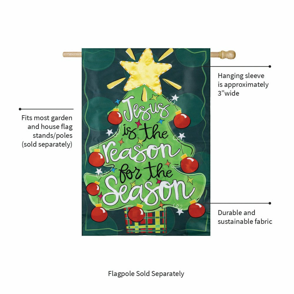 Plow & Hearth Jesus Is The Reason Applique House Flag