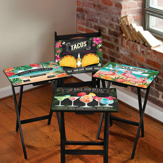 Plow & Hearth Beach Vacation TV Tray Set of 4