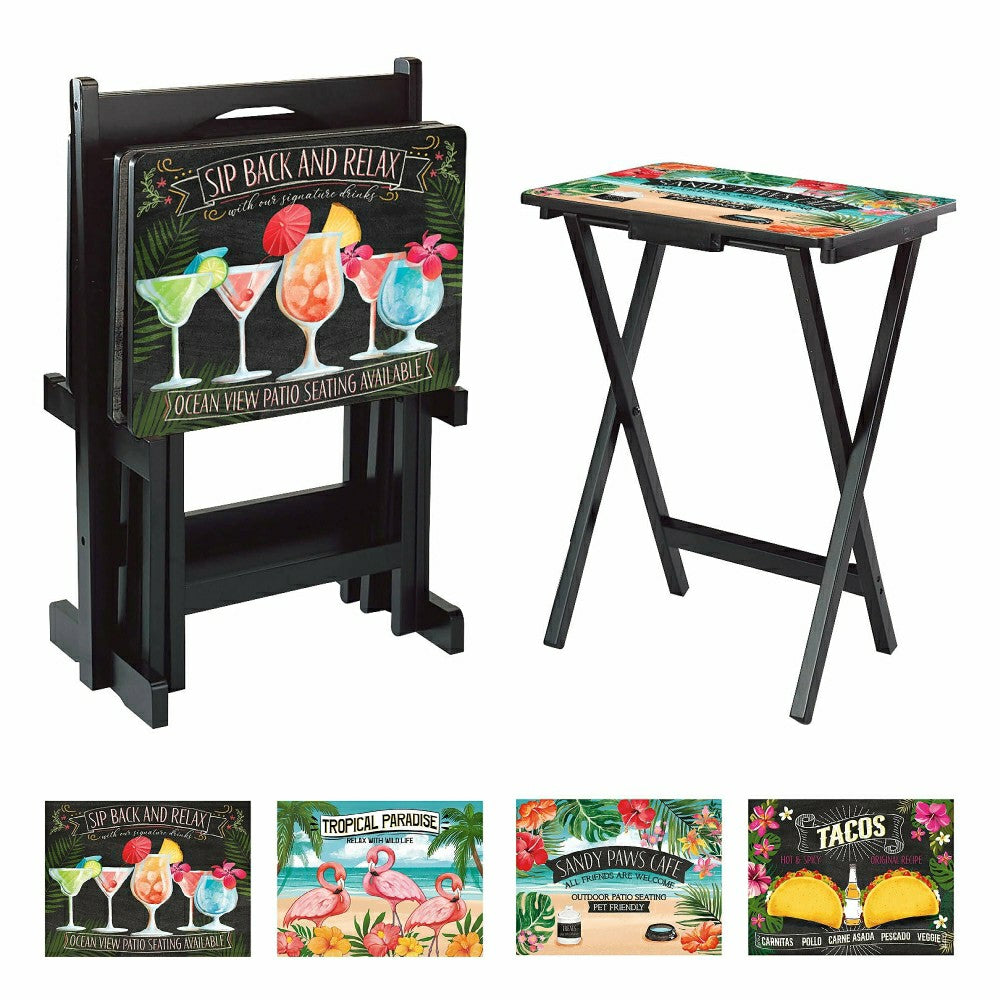 Plow & Hearth Beach Vacation TV Tray Set of 4
