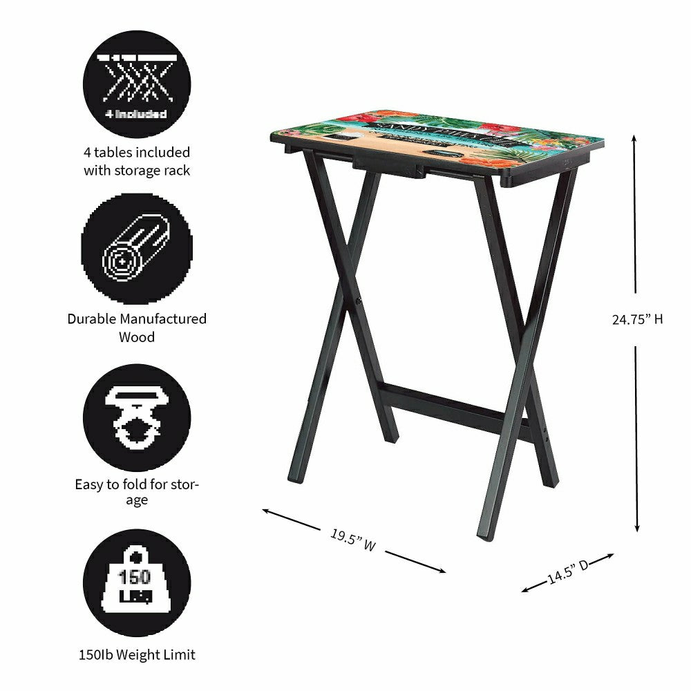 Plow & Hearth Beach Vacation TV Tray Set of 4