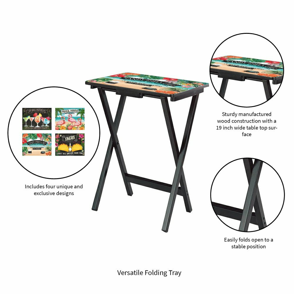 Plow & Hearth Beach Vacation TV Tray Set of 4