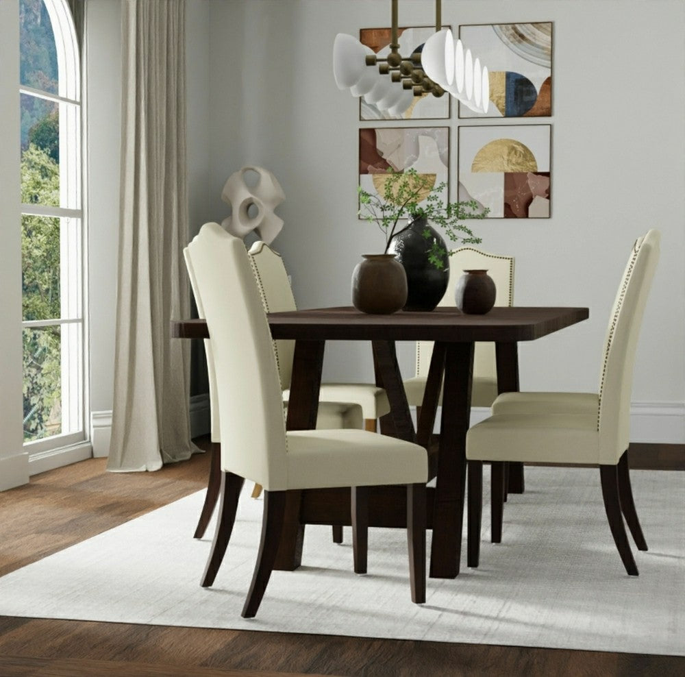 Plow & Hearth Romero Parson Linen Upholstery Chair, Chestnut