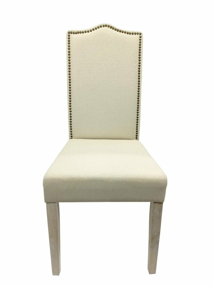 Plow & Hearth Romero Parson Linen Upholstery Chair, Natural Driftwood