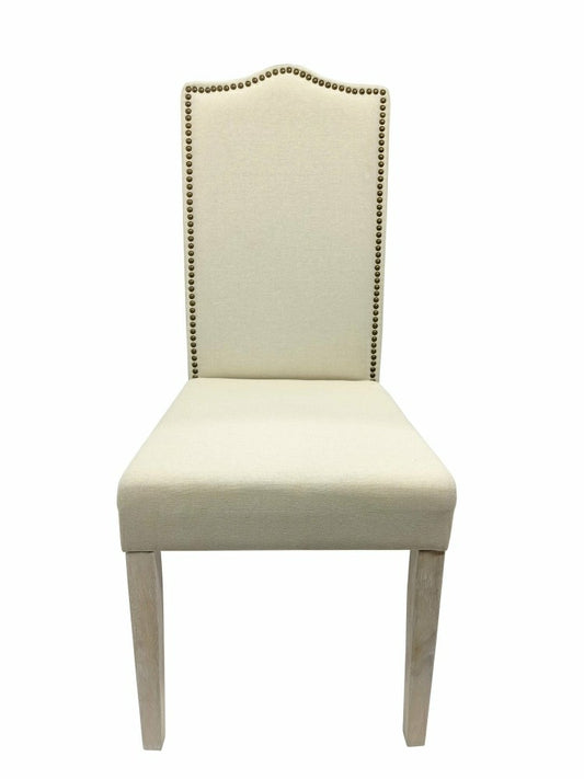 Plow & Hearth Romero Parson Linen Upholstery Chair, Natural Driftwood