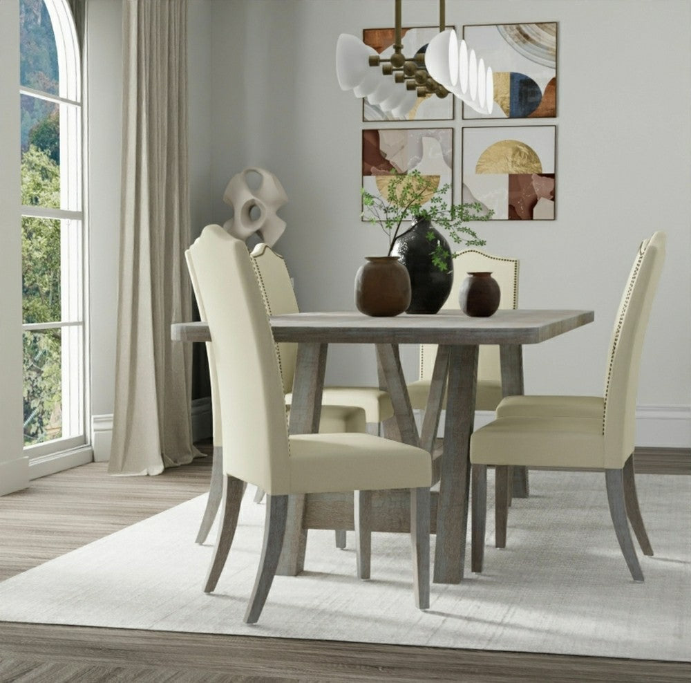 Plow & Hearth Romero Parson Linen Upholstery Chair, Natural Driftwood