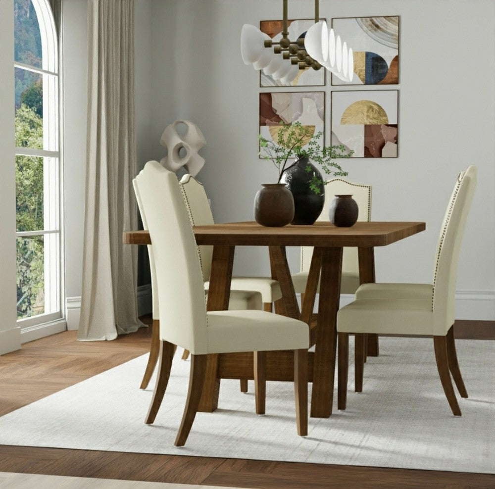 Plow & Hearth Romero Parson Linen Upholstery Chair, Harvest Oak