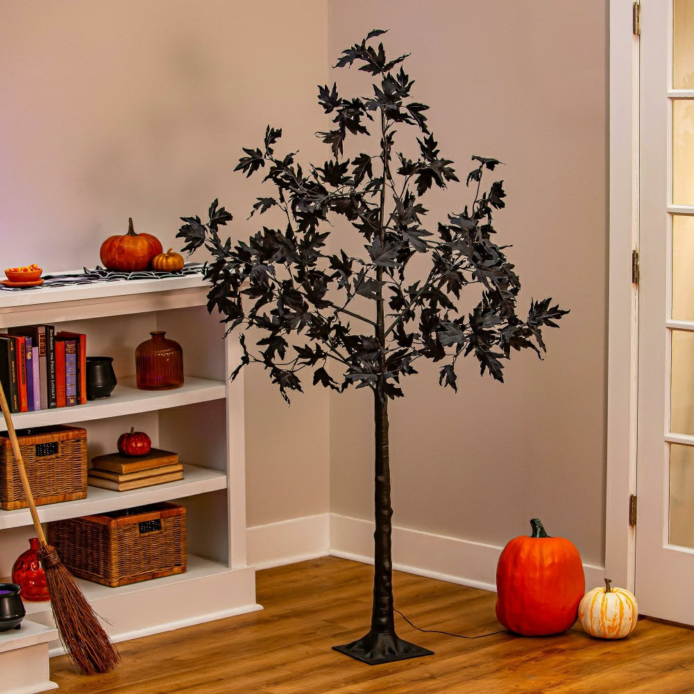 Plow & Hearth Halloween Maple Indoor/Outdoor LED Color Changing Tree, 65"H