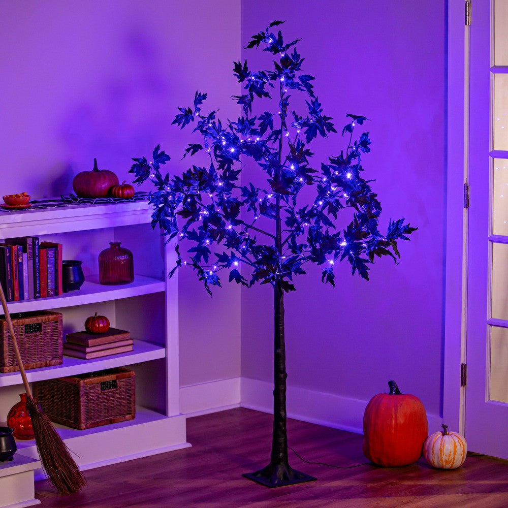 Plow & Hearth Halloween Maple Indoor/Outdoor LED Color Changing Tree, 65"H